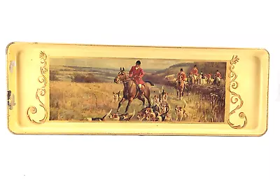 Vintage English Fox Hunt Scene Equestrian Enameled Tin Tray • $3.14