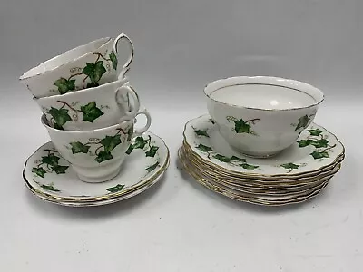 Colclough Ridgway Potteries Teacups Saucers Side Plates Sugar Bowl Green Ivy A60 • £5.95