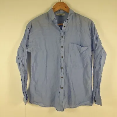 $19.95 • Buy Pull And Bear Womens Button Up Shirt Size S Blue Long Sleeve Collar Cotton003439