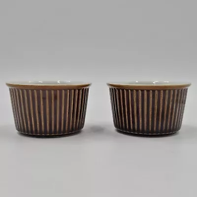 Villeroy & Boch Made In Luxembourg Brown Ware Fluted 4 Ounce Ramekin Set Of 2 • $19.99