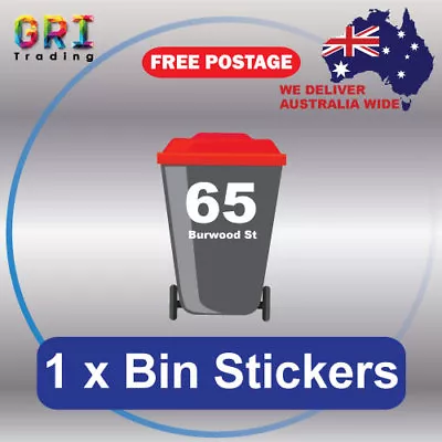 Wheelie Rubbish Garbage Bin Sticker House Number & Street Name Vinyl Decal • $10.50