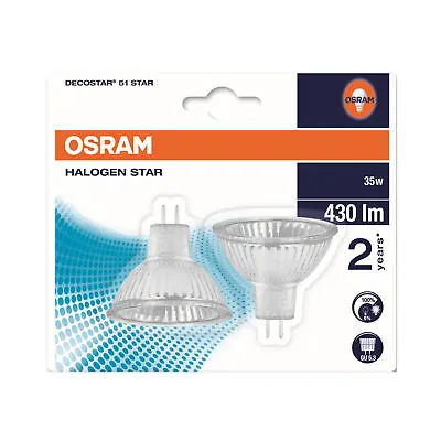 3 X Packs Osram 35watt Decostar 51s MR16 12volt GU5.3 Cap 36° (6 Bulbs) • £13.26