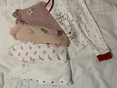Baby Girls Pyjamas Baby Grow Bundle Sleep Suits 12-18 Months  • £4.50