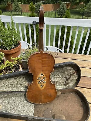 Vintage Old 4/4 Violin With Beautiful Inlay Back Plus Original Wood Case • $429