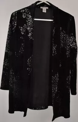 Notation Size Medium Black Silver Velvet Velour Kimono Waterfall Pinup Cockta... • $42