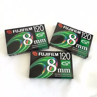 Fuji Film 8mm P-120 Lot Of Three Video Cassette New Sealed • $18.21