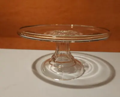 $29.99 • Buy Vintage Ornate Clear Pressed Glass Footed Cake Serving Plate