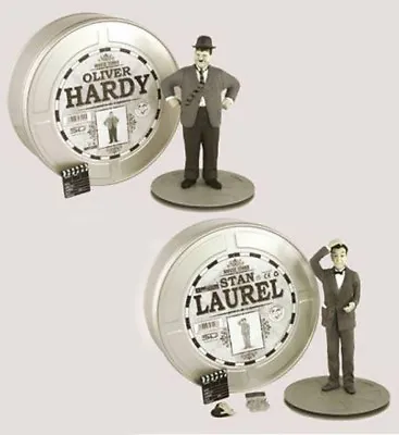 Movie Film Icons Stan Laurel Oliver Hardy 6  Figure In Metal Film Reel Tin Set • £112.19