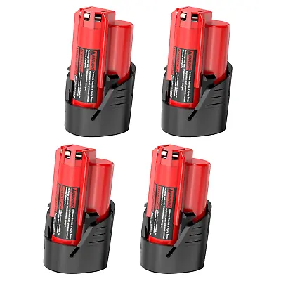4Pack NEW For Milwaukee M12 48-11-2460 Lithium-ion 12V Battery Extended Capacity • $42.99