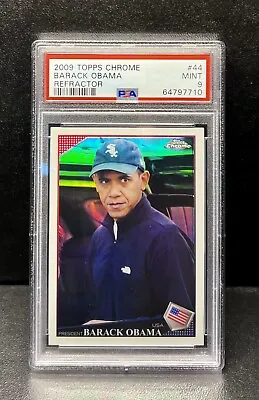 2009 Topps Chrome Refractor President Barack Obama #44 Rookie Rc Psa 9mint Rare • $1199