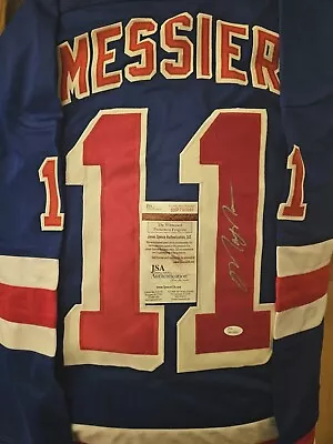 Autographed/Signed Mark Messier New York Blue Hockey Jersey JSA COA Auto • $225