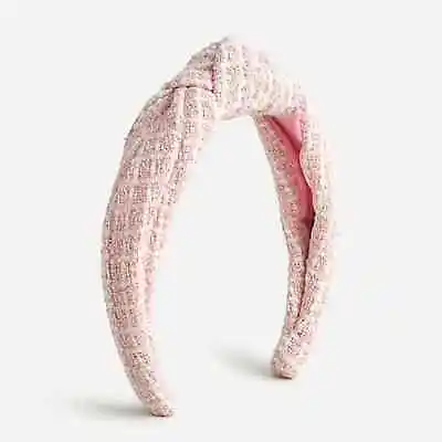 J Crew Knot Headband In Pink Ivory Tweed Preppy Headstyle  • $25