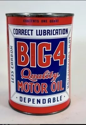 Vintage Full Nos~ Big 4 Motor Oil~ 1-quart Metal Oil Can... • $150