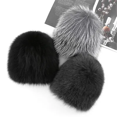 Men's Real Fox Fur Hat Thicken Winter Warm Knitted Cap Fashion Outdoor Handsome • $52.29
