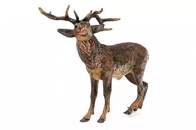 Antique Cold Painted Vienna Bronze Deer Elk Stag Antlers Lifelike • $140