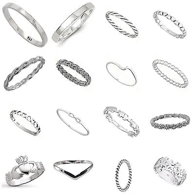 Solid 925 Sterling  Silver  Simple Stacking Midi Ring  Knuckle Band • $8.83