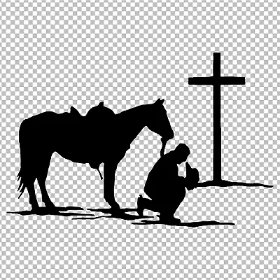 Cowboy Horse Praying Cross Church Vinyl Decal Sticker Car Truck Suv Laptop • $2.99