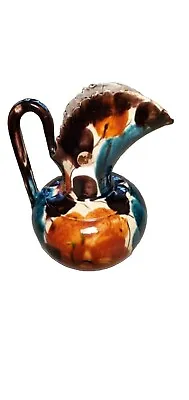 Antique Vase Pitcher Oaxaca Dripware MEXICAN Oaxaca Dripglaze Orange Brown • $19.50