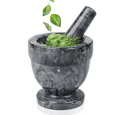 Mortar And Pestle Set -Black Solid 4 Inch Heavy Granite Molcajete Stone Grinder • $19.99