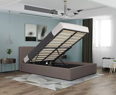 $259 • Buy  Gas Lift Storage Bed Frame Grey Linen Fabric Sydney Local Pick Up 