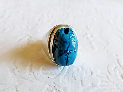 VINTAGE STERLING SILVER SCARAB BEATLE LARGER RING SIZE 10 - 16.5g • $69