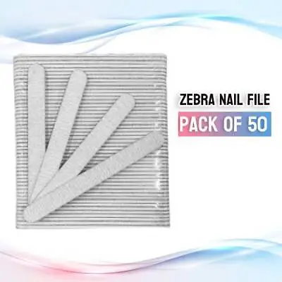 Professional Acrylic Nail File Zebra 7  Pack Of 50 [GRIT 80/100/180 - Pick Any] • $14.99