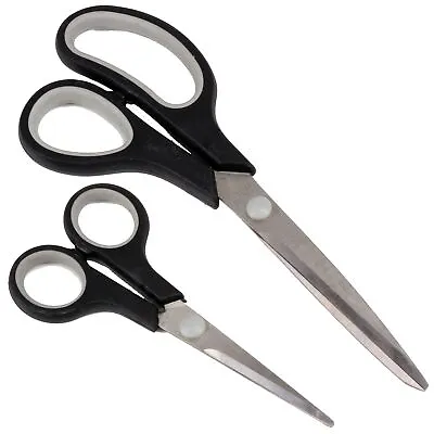 SMALL/LARGE SCISSORS Soft Grip Kitchen Steel School Craft Garden Cutting Tool • £6.89