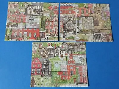 Set Of 3 Art Postcards Great Fire Of Nantwich Mural Notable Buildings BU3 • £3.75