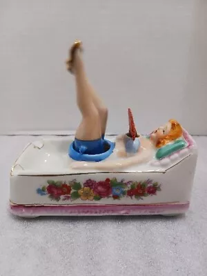 Risque Nodder Ashtray Blonde Lady Bathing Porcelain Vintage  • $95