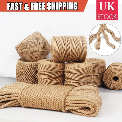 £3.29 • Buy 100% Natural Jute Hessian Rope String For DIY Cat Scratcher Craft Garden Decking