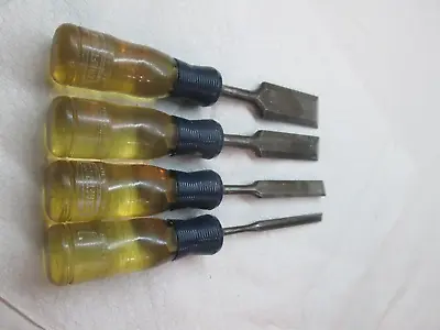 Vintage Craftsman 4 Pc Wood Chisel Set 9-36807 Crown Logo 1/4” 1/2” 3/4” 1” • $24.95