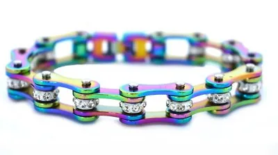 Rainbow Ladies' Stainless Steel Motorcycle Bike Chain Bracelet 154 • $29.75