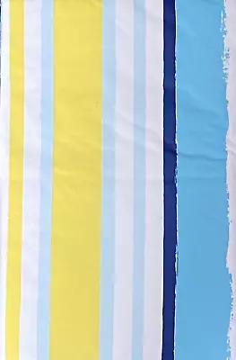 Vinyl Tablecloth Flannel Backed 52x70 Blue Yellow White Striped Indoor Outdoor • $16.88