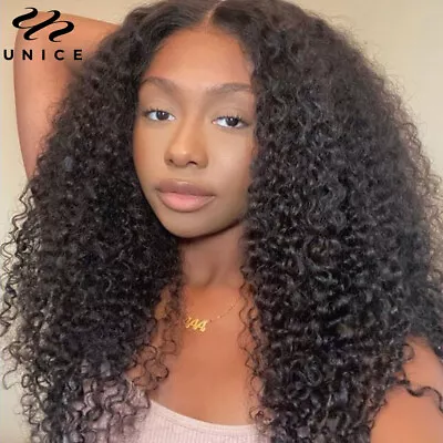Kinky Curly V Part Lace Wig Human Hair Mongolian Upgrade U Part Wig No Leave Out • $154.96