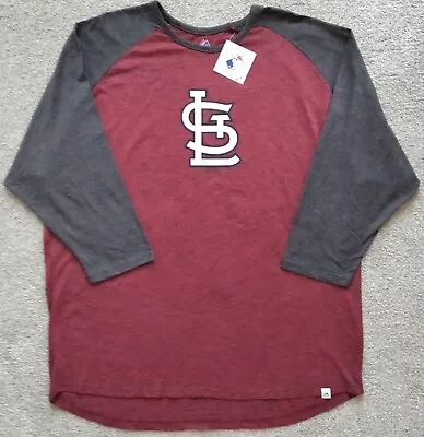 NWT 3XLT Men's Majestic MLB St. Louis Cardinals 3/4 Sleeve Logo Shirt Baseball • $19.99