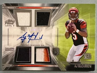 2014 Topps Prime Level V Rookie Quad Jersey Patch Autograph AJ MCCARRON Auto RPA • $14.99