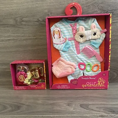 Lot Of 2- Our Generation 18” Doll Snuggle Bunny Outfit/ Horse Show Champion Set • $68.72