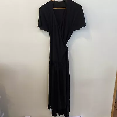 Country Road Classic Black Hi Low Maxi Wrap Dress Size 10 • $39.90