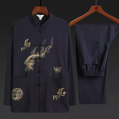 Embroidered Hanfu Kung Fu Tai Chi Suit Chinese Men Tang Suit Casual Clothing • £59.21