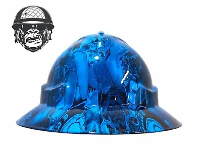 Custom Hydrographic Safety Hard Hat SKIMPY BLUE PRO CHOICE WIDE BRIM • $85