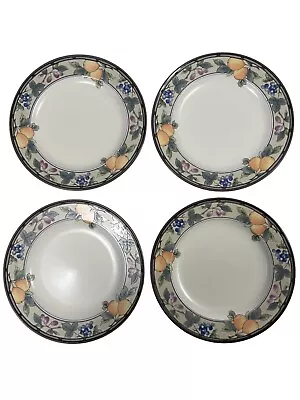 Four (4) Mikasa GARDEN HARVEST CAC29 Intaglio 8” Salad Dessert Plates Excellent • $19.94