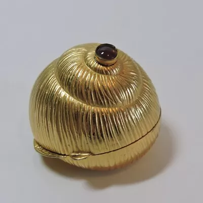 Judith Leiber Gold Tone & Garnet Red Cabochon Shell-form Pill / Trinket Box • $149.99
