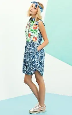 MEGAN PARK Poplin Tank Sleeveless Button Up DRESS Floral NWT Sz 0 $ 250 • $39.59