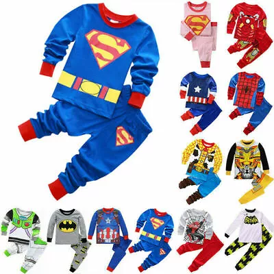 Boys Girls Superhero Spiderman Long Sleeve Kids Pyjamas Pjs Sleepwear Outfit Set • $18.43