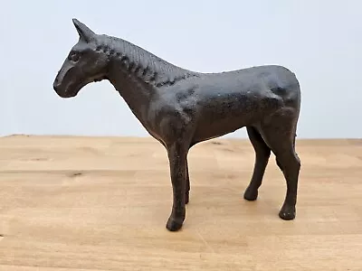 Vintage Black Cast Iron Horse Stallion Statue Door Stop Equestrian • $35.99