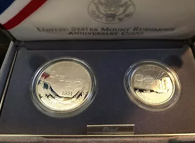 1991-S Mount Rushmore Anniversary $1 And 50C Proof And Uncirculated Two-Coin Set • $43