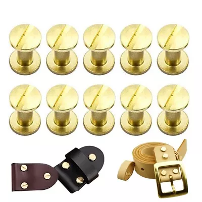 £4.64 • Buy 10Pcs Belt Screw Brass Rivet Stud Head Leather Craft Chicago Nail Wallet 4/6/8mm