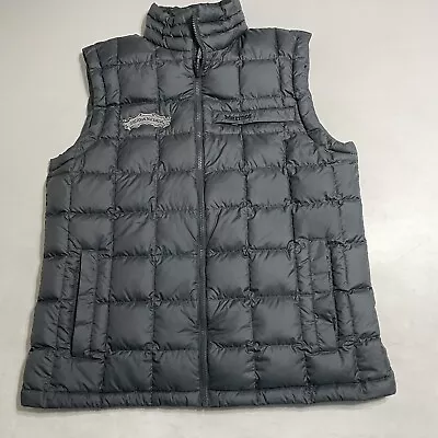 Marmot Puffer Vest Mens L Gray Full Zip 600 Down Fill Sierra Nevada Logo • $37.59