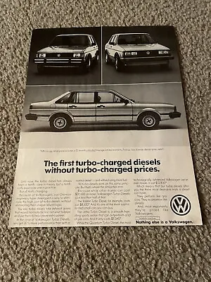 Vintage 1983 VOLKSWAGEN RABBIT TURBO DIESEL QUANTUM JETTA TIRBO DIESEL PRINT AD • $6.99