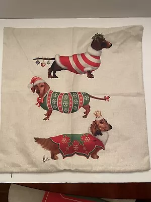 Christmas Pillow Cover 3 Dachshunds • $20